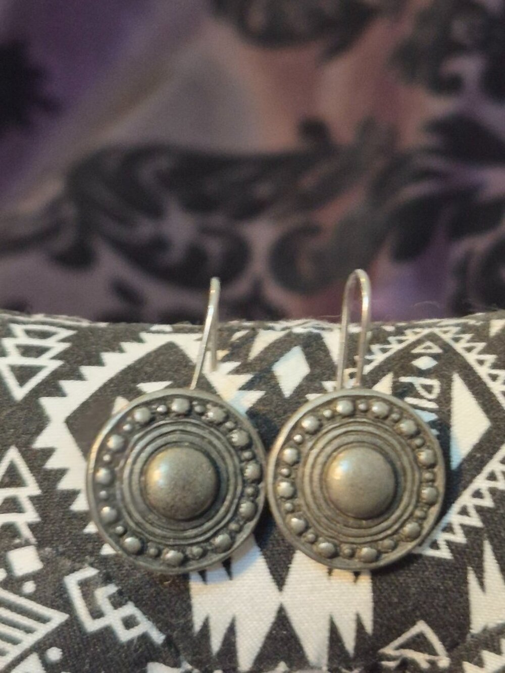 90's Vintage The Limited Round Round Silver Disc Medallion Boho Dangle Earrings